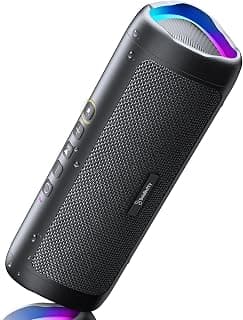 Bluetooth Speaker with HD Sound, Portable Wireless, IPX5 Waterproof, Up to 20H Playtime, TWS Pairing, BT5.3, for Home/Party/Outdoor/Beach, Stocking Stuffers, White Elephant Gifts for Adults (Black)
