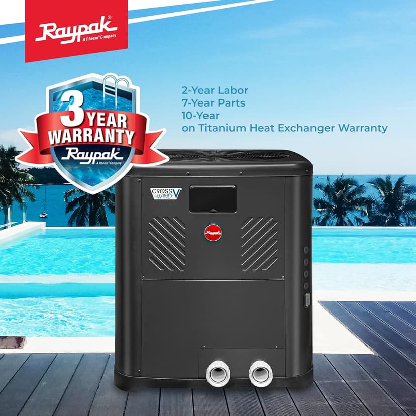 Raypak Crosswind V Deluxe Pool Heat Pump - Spa and Pool Heater with Cool Mode, Free Wi-Fi for Fleet Monitoring for Above Ground and In-Ground Pools