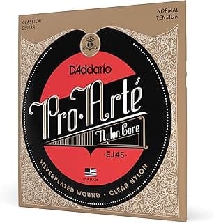 D'Addario Pro Arté Nylon Classical Guitar Strings, EJ45, Normal Tension, 6-String Set, Pack of 1