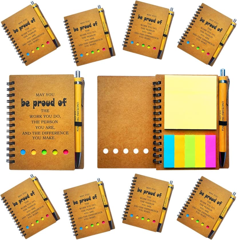 2026 Inspirational Spiral Notebook 10 Sets Portable Employee Appreciation Gifts Bulk Journals with Sticky Note Pen for Teachers Students Friends Colleagues Volunteer Nurse and Family Thank You Gifts B0DPKGP4F4