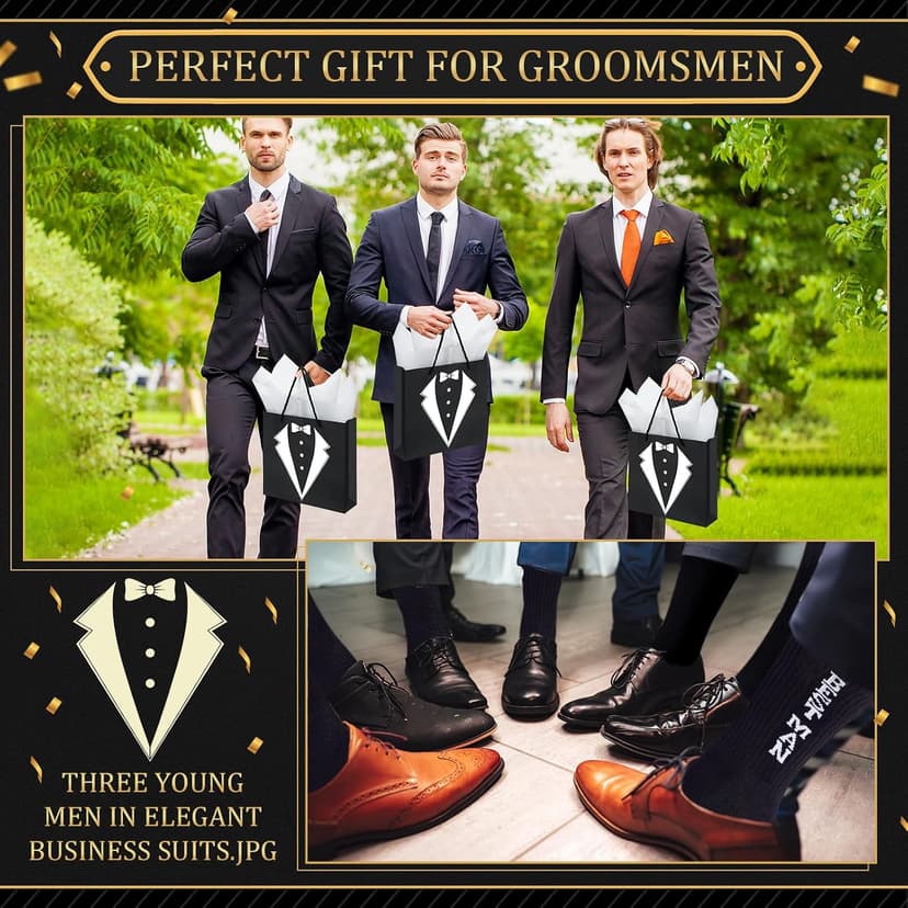 60Pcs Groomsmen Gifts Groomsmen Proposal Box with Shot Glasses Socks Sunglasses PU Leather Toiletry Bag Bottle Opener Can Cooler Groomsman Gifts for Wedding Groomsmen Best Man Gift (60, Brown)