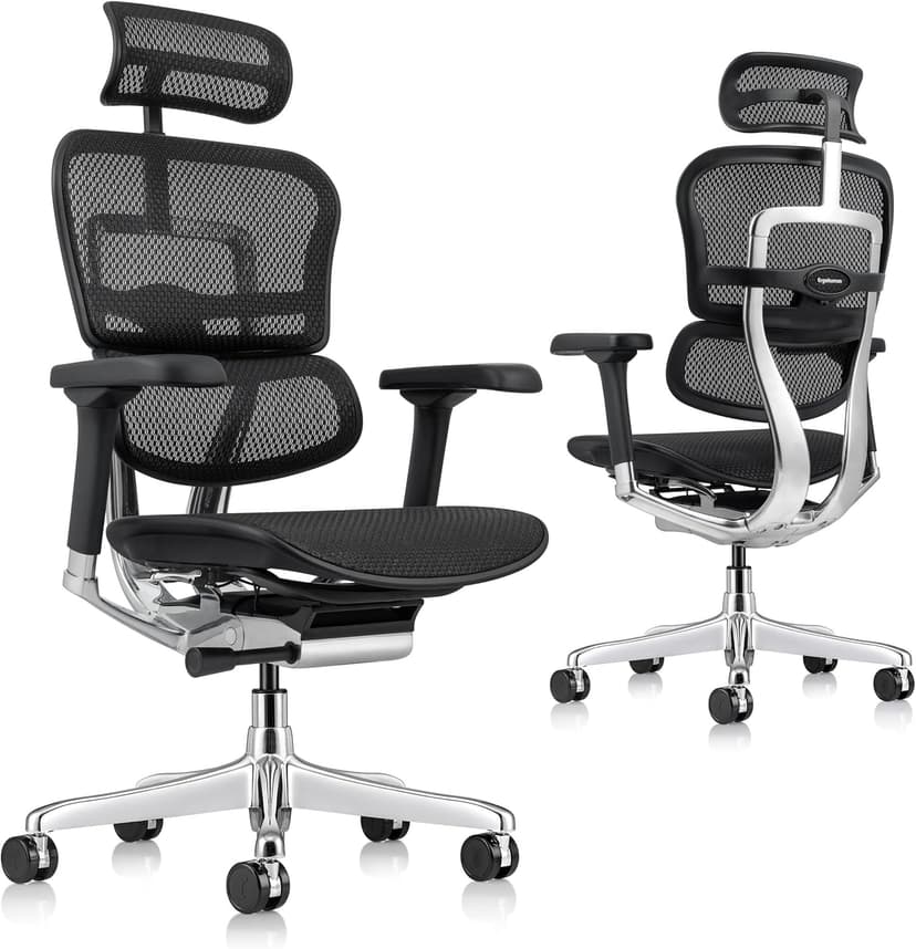 Ergohuman Eurotech ME7ERG GEN2 High Back Mesh Office Chair with Tilt Tension Control, Tilt Lock, Back Angle, Back Height, Synchro Tilt, Seat Height, Seat Depth, and Arm Height Adjustments, Black