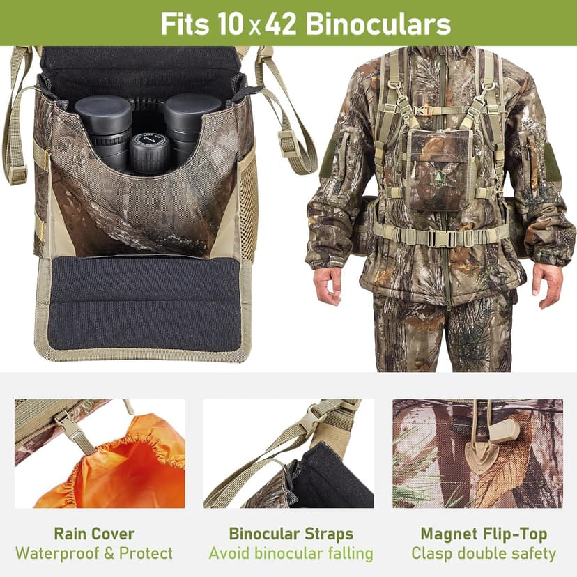 Hunting Fanny Pack for Men, Camo Waist Pack for Hunter, Fanny Hunting Backpack with Rifle, Shotgun, and Bow Holder (Fanny Pack Upgrade)