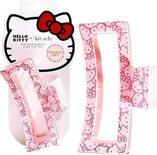 Kitsch Hello Kitty Recycled Plastic Jumbo Claw Clip, Extra Large claw Clips for Thick Hair, Big Hair Clips for Thin Hair | Ideal Gifts for Women (1 Piece, Pink Kitty Faces)