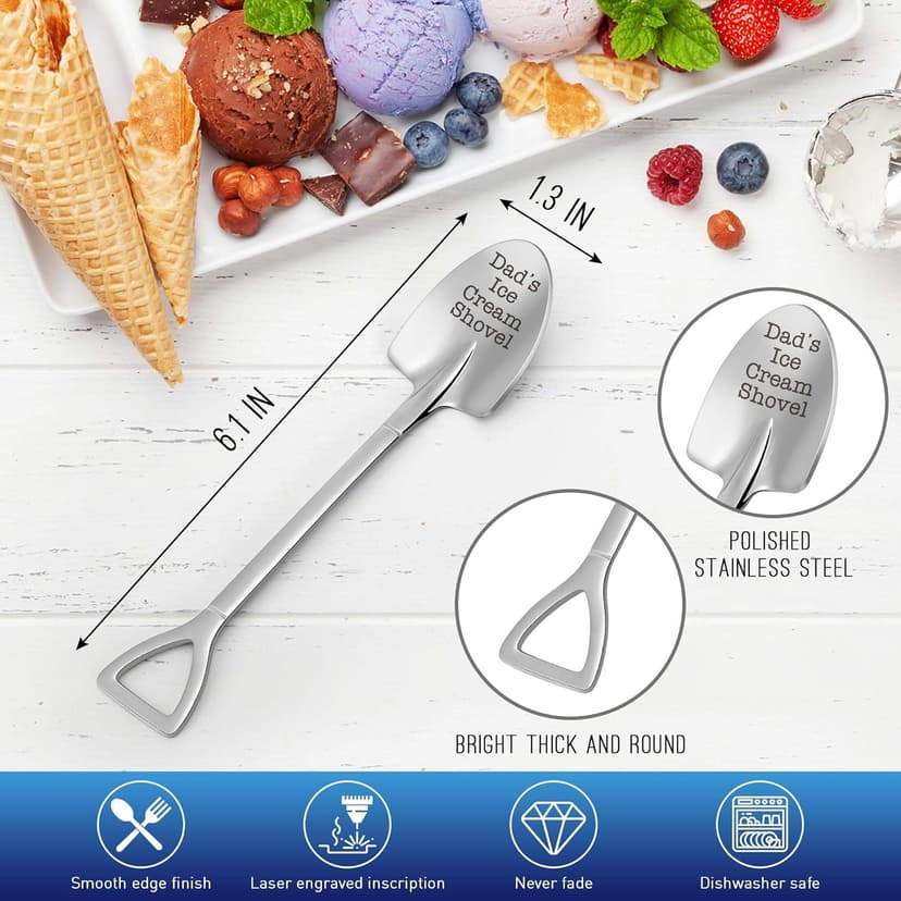 Christmas Father Gifts for Dad Daddy Father-in-Law Grandpa, Dad Birthday Gift from Daughter Son Father's Day Papa Grandfather Husband Brother Uncle, Funny New Bonus Step Dads Ice Cream Shovel Spoon