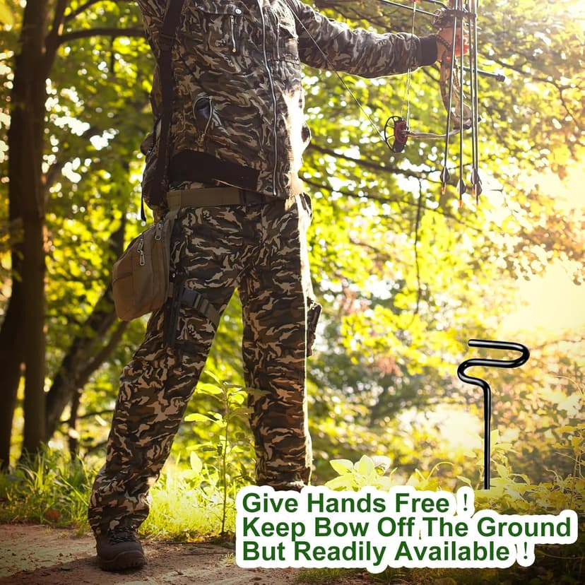 Mofuiry Ground Blind Bow Holder with Rubber Coated, Rustproof Hunting Compound Bow Holder Stable Archery Bow Stand Versatile Ground Stake Bow Holder Archery Accessories for Hunting Target Practice