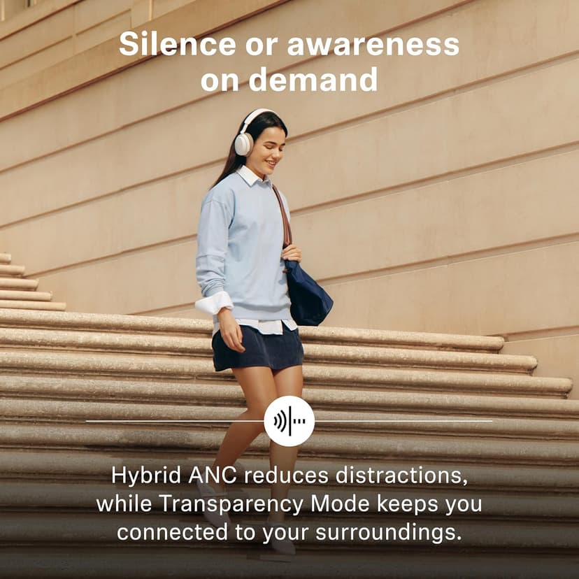 Sennheiser ACCENTUM Wireless Bluetooth Headphones Noise Cancelling - Up to 50HR Playtime, Hybrid Noise Cancelling (ANC), All-Day Comfort, Bluetooth Over Ear Headphones for School, Traveling, White