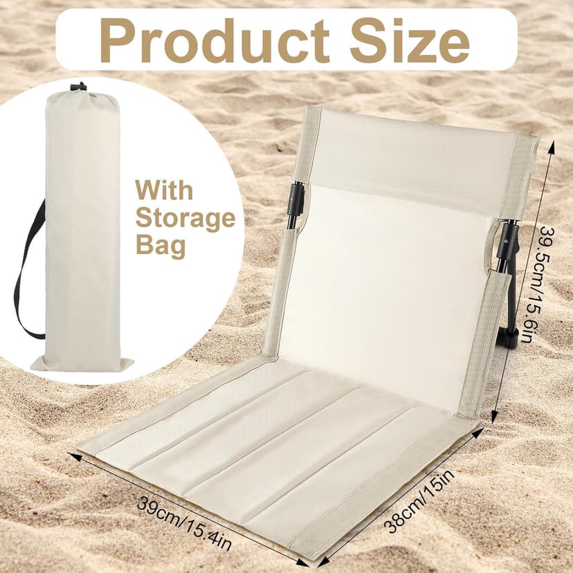 Karenhi 1 Pcs Foldable Poolside Chairs Portable Beach Chair ​Folding Poolside Chairs for Edge of Pool for Adults Traveling Camping Picnic Lawn Accessories (Light Beige)