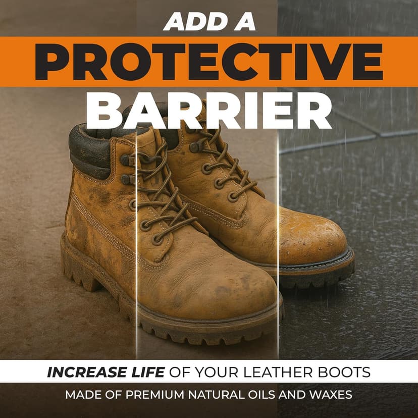 Leather Boot Oil for Work & Cowboy Boots – Deep-Conditioning Formula, Restore and Protects Dry, Cracked Leather, Complete Boots and Shoes Conditioner Care Kit w/ Applicator & Polishing Cloth 8oz