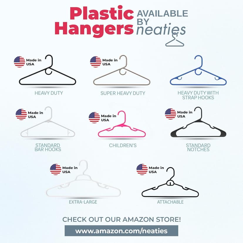Neaties Large & Wide Heavy Duty Clothes Hangers 12 Pack – Made in USA – Ideal for Plus Size Clothing – 10lb Plastic Hangers with Notches for Oversized Adult Coats & Pants – Blue