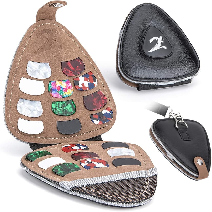 XTON Guitar Picks Holder, Picks storage Case,PU Leather Plectrums Box Organizer, Guitar Gift for Beginners (Case Only) B08SJSZWJM