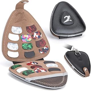 XTON Guitar Picks Holder, Picks storage Case,PU Leather Plectrums Box Organizer, Guitar Gift for Beginners (Case Only) B08SJSZWJM