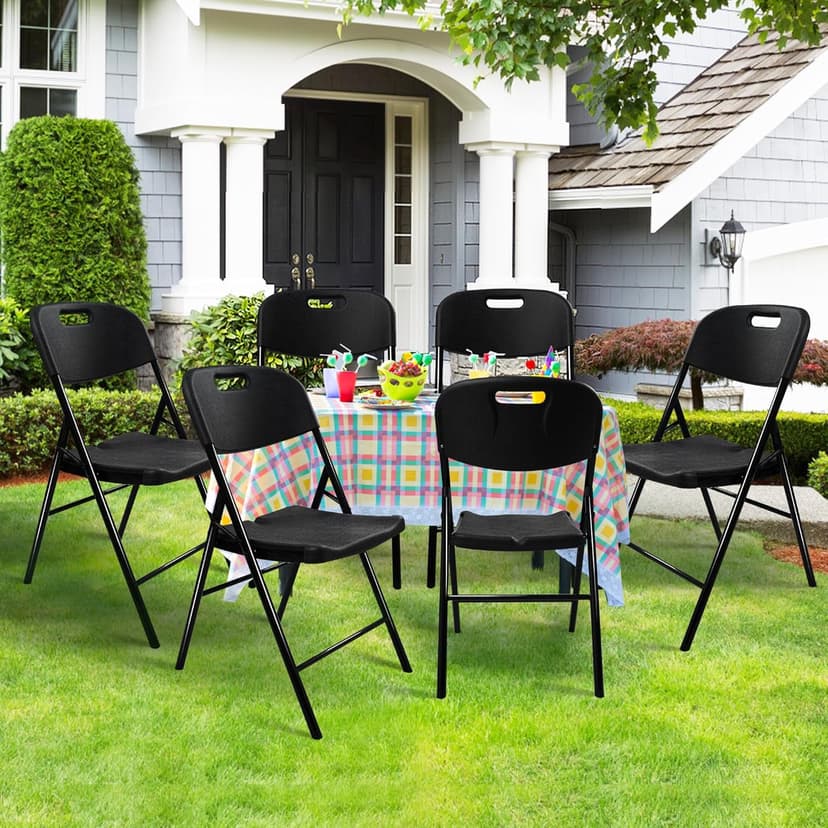 6 Pack Folding Chair, 600 lb Weight Capacity,Indoor/Outdoor Heavy Duty Foldable Chairs for Restaurants, Kitchens, Picnics, Races, Parties & Weddings. (6, Black)