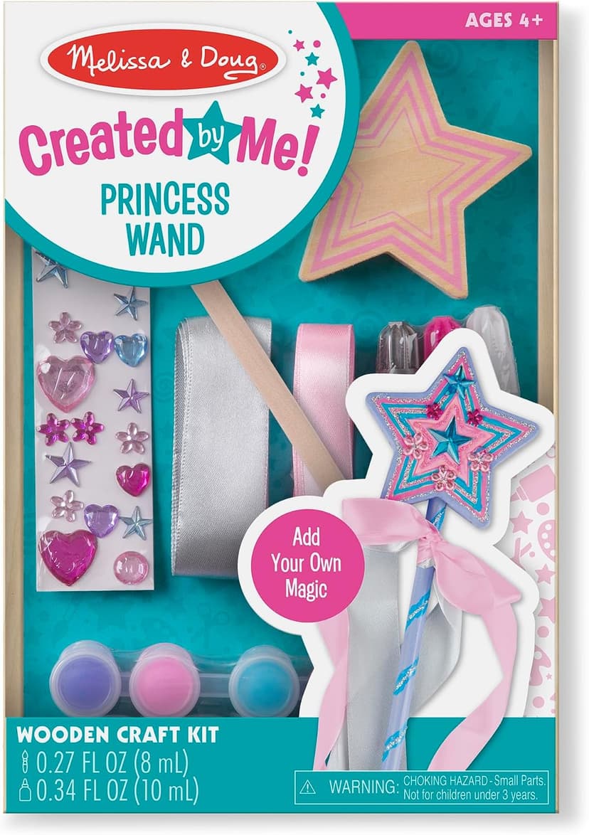 27 Piece Arts & Crafts Activity, Princess Pretend Play, Wooden Star, Paint, Gems, Ribbons, Preschool Toys for Kids, Ages 4+ Melissa & Doug Created by Me Princess Wand Wooden Craft Kit B00S6UZUSS