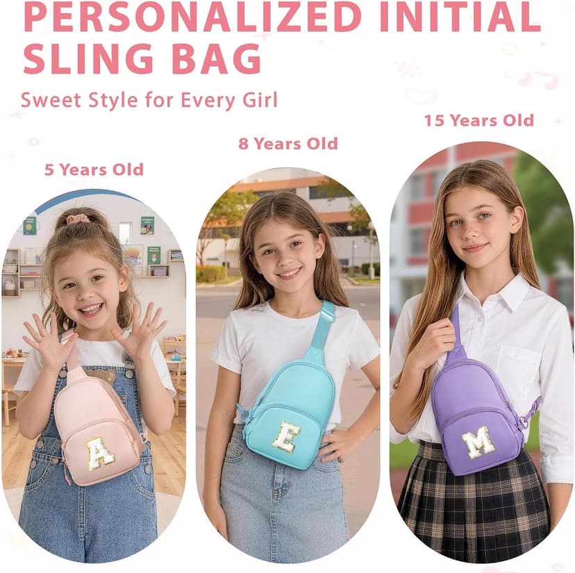 Gifts for Teen Girls Kids, Birthday Gifts for Daughter Sister, Initial Crossbody Bag Sling Bag, Teens Girls Kids Birthday YOOLIFE Teen Girls Kids Gifts for 6 7 8 9 10 11 12 13 Year Old Girl, Pink A B0FNM68MPQ