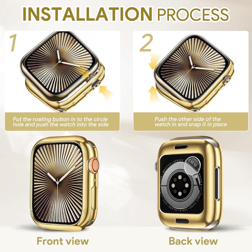 JR.DM 40mm Soft Flexible TPU Case Compatible for Apple Watch Series 6/5/4/SE Touchable Screen Lightweight Anti-Scratch All-Around Protector Thin Guard Shockproof Cover Shiny Bumper for iWatch, Gold