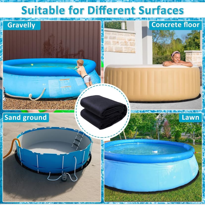 260G/M² Pool Pads for Above Ground Pool, 15FT Round Under Pool Mat Made of Durable and Prevents Puncture Geotextile Material to Protection and Extend The Life of Inflatable Swimming Pool or Hot Tub