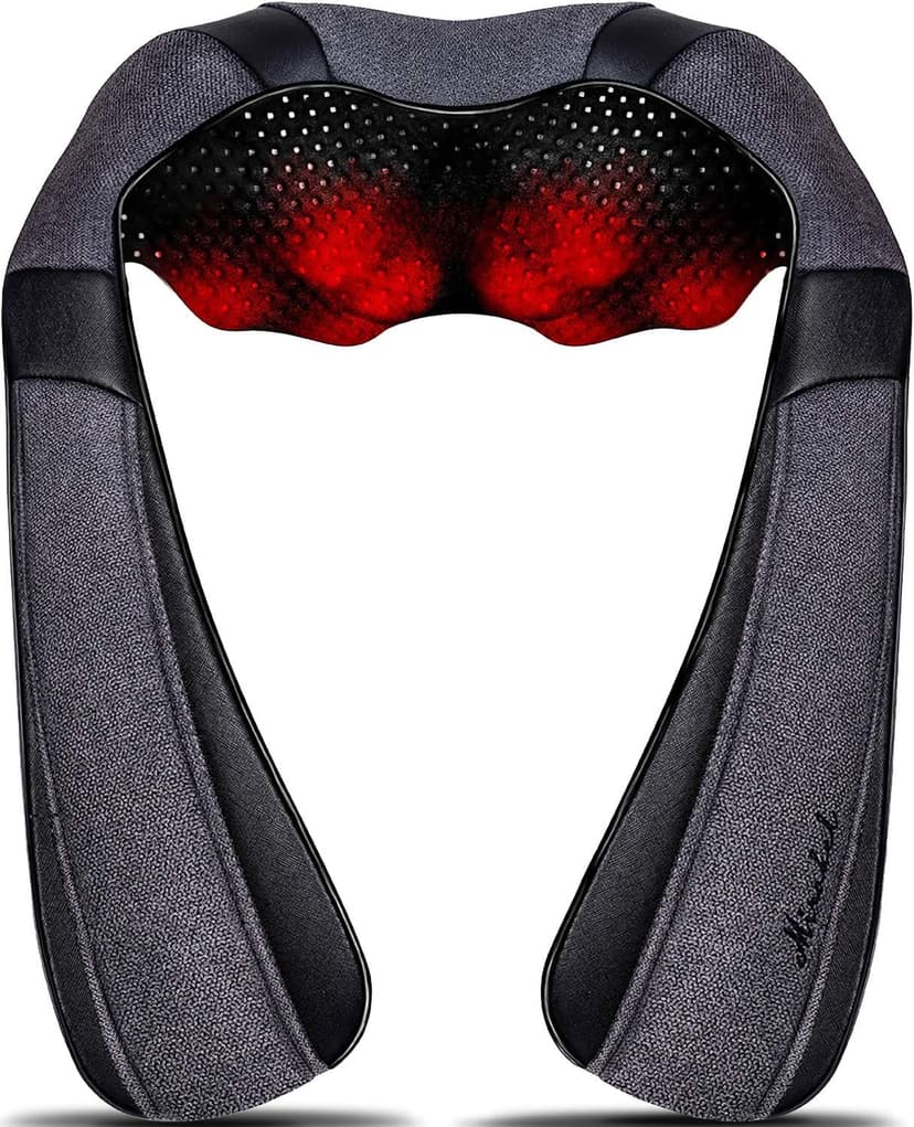 Ergonomic 3D kneading nodes, corded design, auto shutoff, Christmas ideal gifts for relaxing use at home, office, or travel Mirakel Heat Neck Massager for Pain Relief Deep Tissue - Gift for Women Men B07WJSY2G8