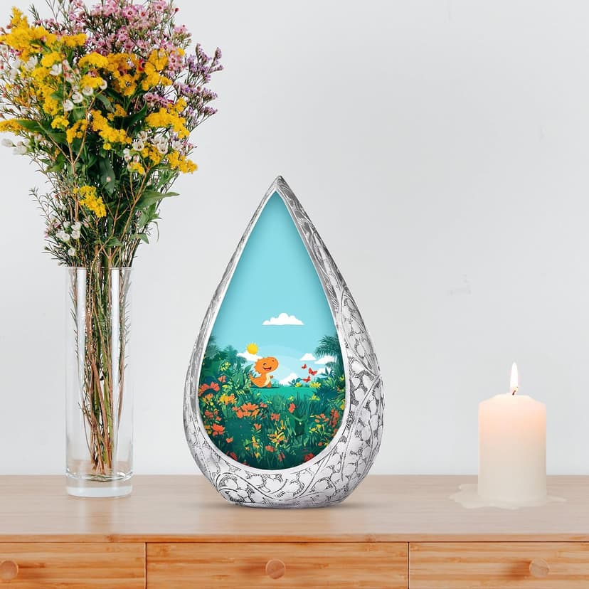 Dinosaur Burial Urn for Adult Ashes for Men & Women - Green or Blue Memorial Cremation Urns for Human Ashes Adult Grandmother - Small Decoration Urn for Human 3 Inch B0FG885R6D
