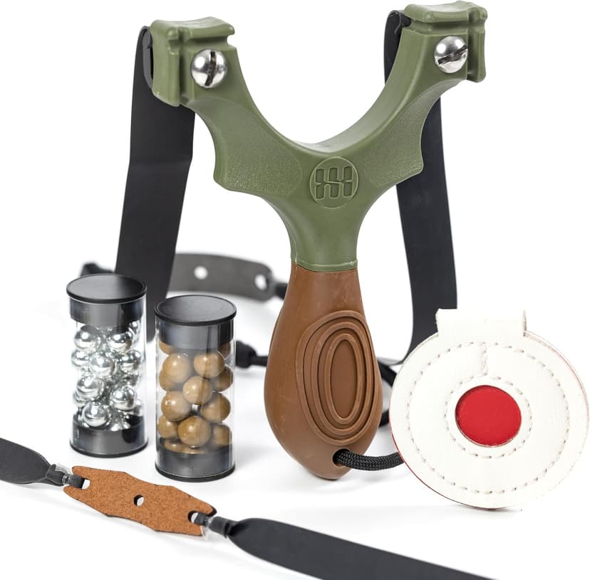 SimpleShot Scout XT Slingshot with Target, Clay Ammo and Bands for Professional Hunting and Powerful Target Shooting Sling Shot