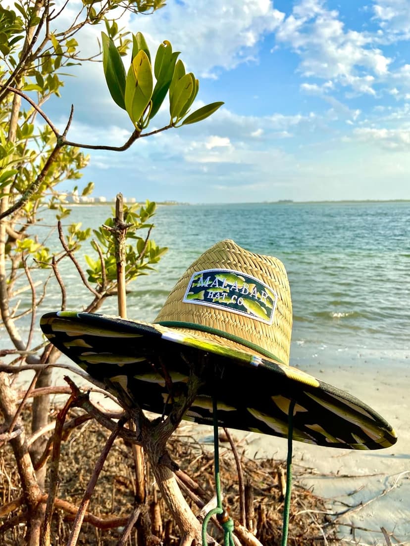 KC Republic Fabric Pattern Print Straw Sunhat Men & Women, Lifeguard Hat, Beach, Swim, Cruise, Paddle Board, Boat, Fishing, Fits All