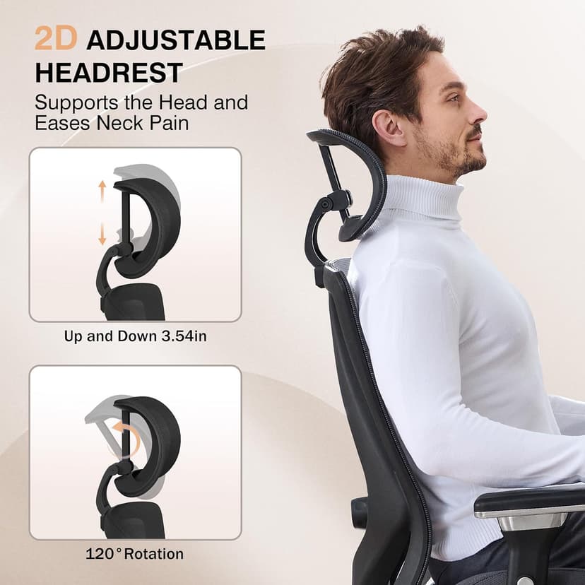 750lbs Big and Tall Office Chair with Wide Thick Seat Cushion,Ergonomic Mesh Office Chairs for Heavy People,Computer Desk Chair with 4D Armrests,Adjustable Lumbar Support for Long Hours Daliy Work