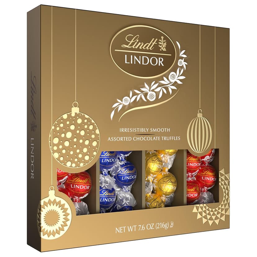 Lindt LINDOR Assorted Chocolate Candy Truffles Gift Box, Assorted Chocolate with Smooth, Melting Truffle Center, 7.6 oz.