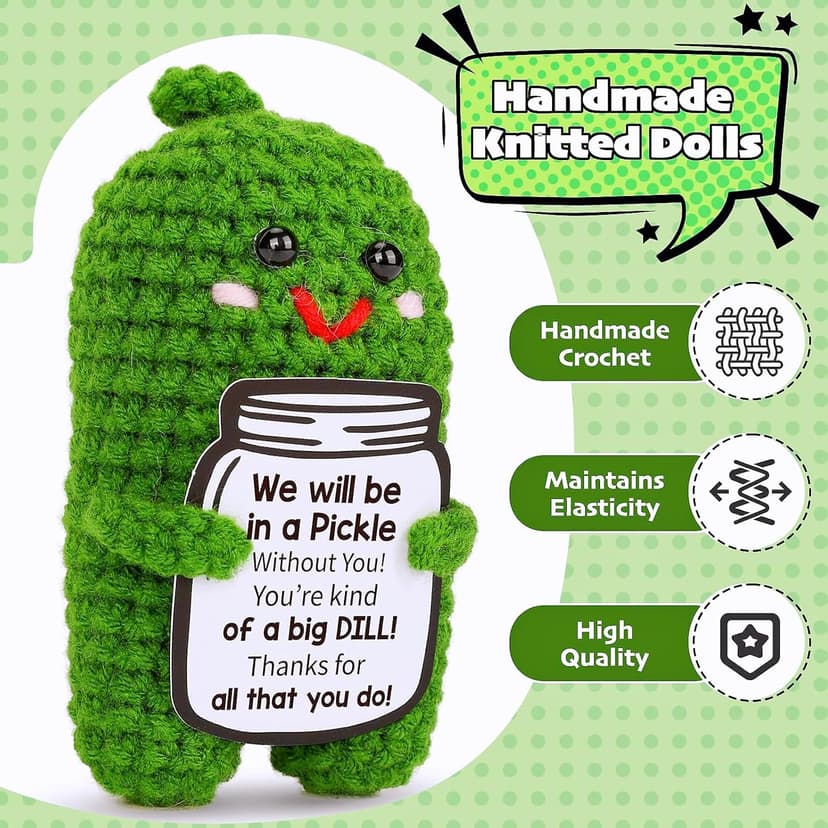 Christmas Gifts for Coworkers, Teachers, Bosses, Friends - White Elephant Gifts, Thank You Gift for Holidays, Retirement, Funny Appreciation Gift - Handmade Emotional Care Pickle with 'A Big Dill' Message