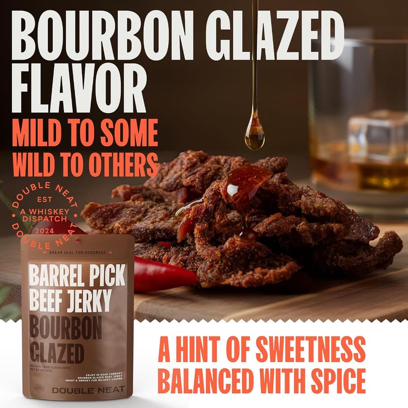 Double Neat Bourbon Flavored Snacks Variety Pack | Snacks Gifts for Men | Bourbon Glazed Beef Jerky, Cinnamon Whiskey Pecans, Almonds | Gift for Whiskey Lovers Men | 10oz, 3 Pack B0GGHN7KTL