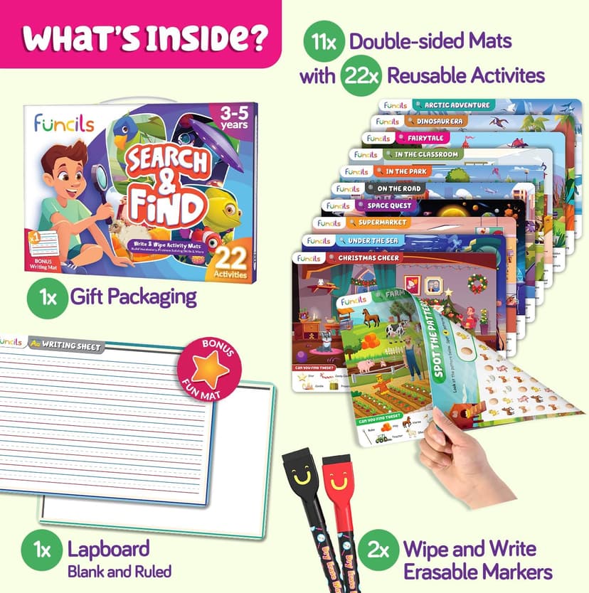 Search and Find for Kids & Toddlers - Preschool Learning Activity Book, Art and Craft Supplies, Seek Find Games, Birthday Gifts for Girls & Boys, Educational Toys for Ages 3, 4, 5, 6 Year Old