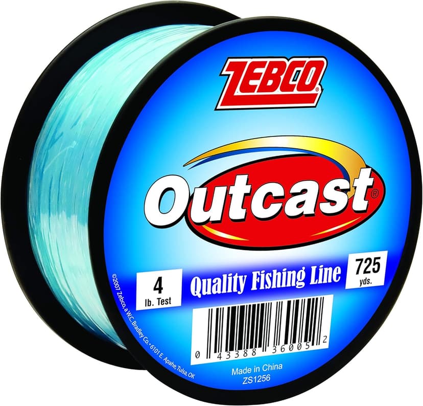 Zebco Outcast Monofilament Fishing Line, Low Memory and Stretch, High Tensile Strength