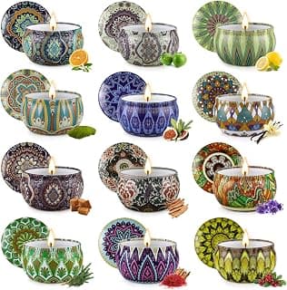 12 Scents, Up to 300-Hour Total Burn, Gift Box Included, Home Fragrance, Birthday, Hostess & Housewarming Gifts Scented Candles Gift Set, 12 Pack Travel Tin Candle Set, Gifts for Women B08T1XYNG9