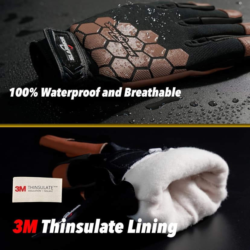 SLARMOR Winter Work Gloves for Men, Insulated, Waterproof, Touch Screen, Warm Thinsulate Lining for Cold Weather