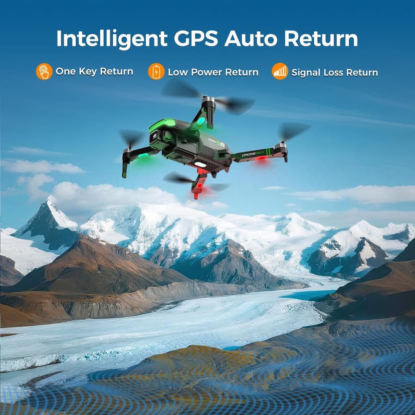 S8 GPS Drones with EIS 4K Camera for Adults kids, 5" Screen on Controller,60 Min Flight Time,Auto Return,Long Range Transmission,Brushless Motor,QuickShots,Foldable and Lightweight Quadcopter with Follow Me,Christmas Toy Birthday Gifts,Under 249g