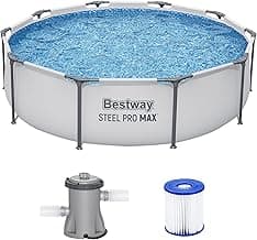 Bestway Steel Pro MAX 10' x 30" Above Ground Pool, Round Metal Frame Outdoor Swimming Pool Set with Filter Pump & Type I Cartridge, Gray
