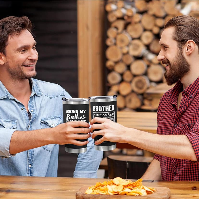 Breezy Valley Brother Gifts, Gifts for Brother from Sister Brother - Best Gifts for Older Little Brother Adult, Funny Brother Birthday Gifts Ideas for Brothers, Presents for Brother Tumbler Coffee Cup