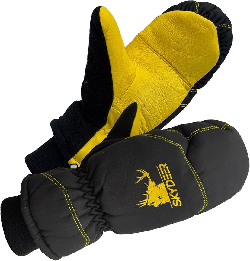 SKYDEER Warm Ski Mittens with Soft Premium Deerskin Leather and 150G 3M Thinsulate Insulation (SD8753M, Unisex)
