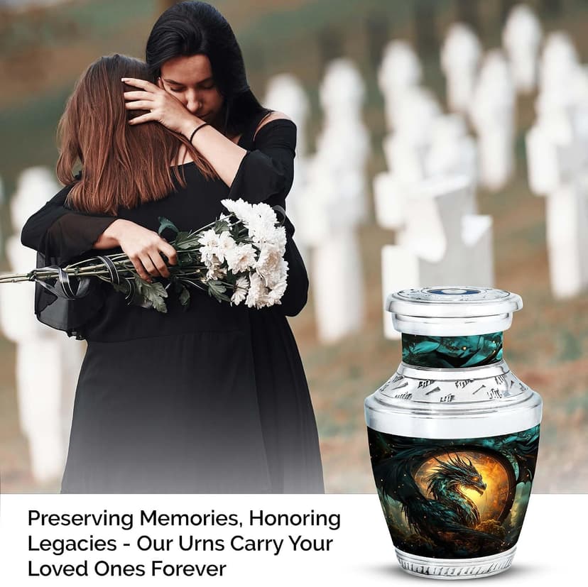 Guardian Dragon of The Mystic - Pack of 1 - Memorial Burial Urn - Decorative Urns - Small Ashes Keepsake for Sister - Small Keepsake Urn for Mom & Dad Ashes - Cremation Urns for Male & Female B0D4R1JV2X