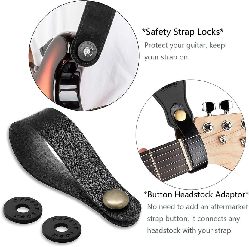 BestSounds Acoustic Guitar Strap, Soft Cotton & Leather Ends Strap for Electric & Bass Guitars come with 1 Button & 2 Locks