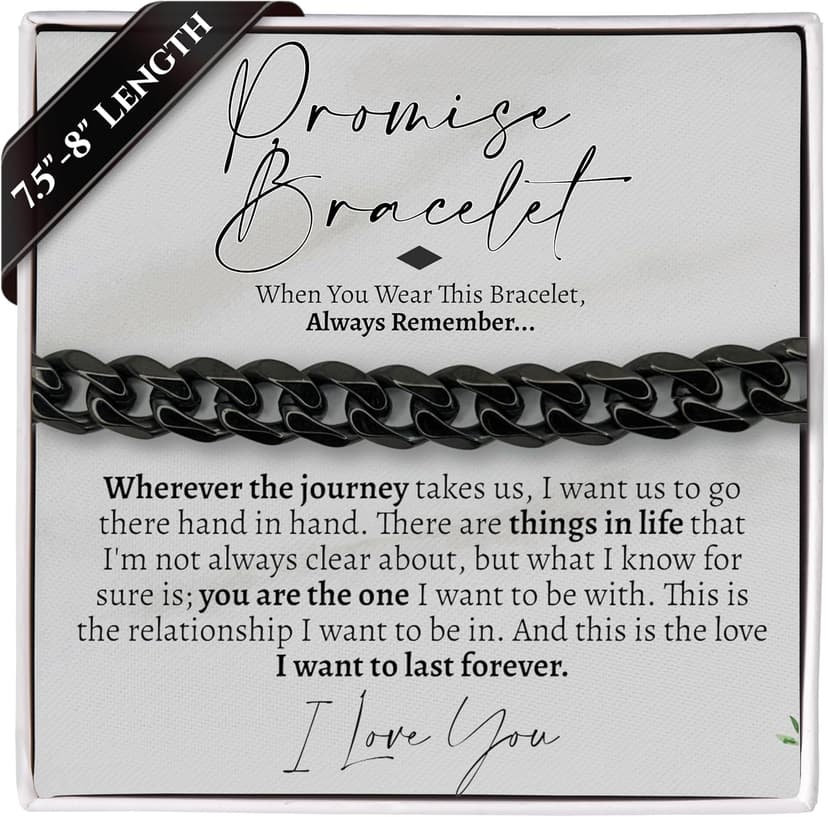 Love You This Much Promise Cuban Bracelet, Romantic Gift for Boyfriend, Appreciation Gift for Boyfriend, Cute Small Gift for Boyfriend, Thoughtful Boyfriend