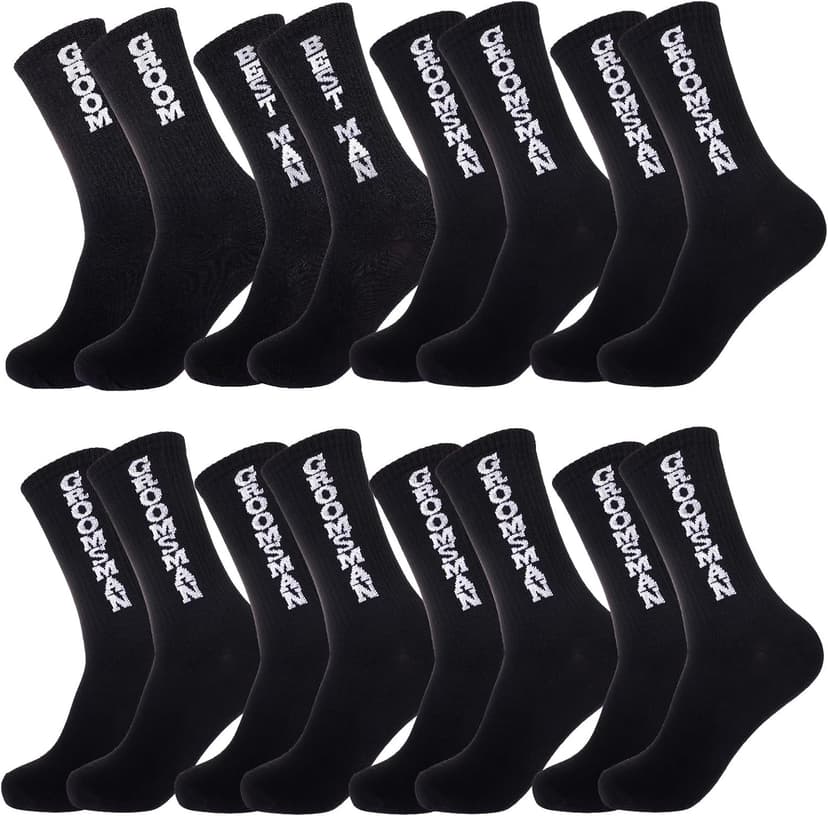 ZXGXLAW 8 Pairs Groom Groomsmen Gifts For Men Wedding Novelty Socks Funny Proposal Gifts Bestman