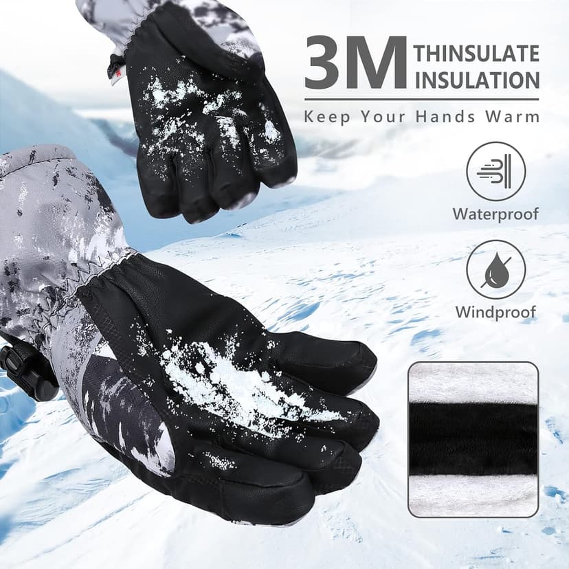 Odtmger Ski Gloves, Warmest Waterproof and Breathable Snow Gloves for Cold Weather, Fits Both Men & Women,for Parent Child Kids Outdoor