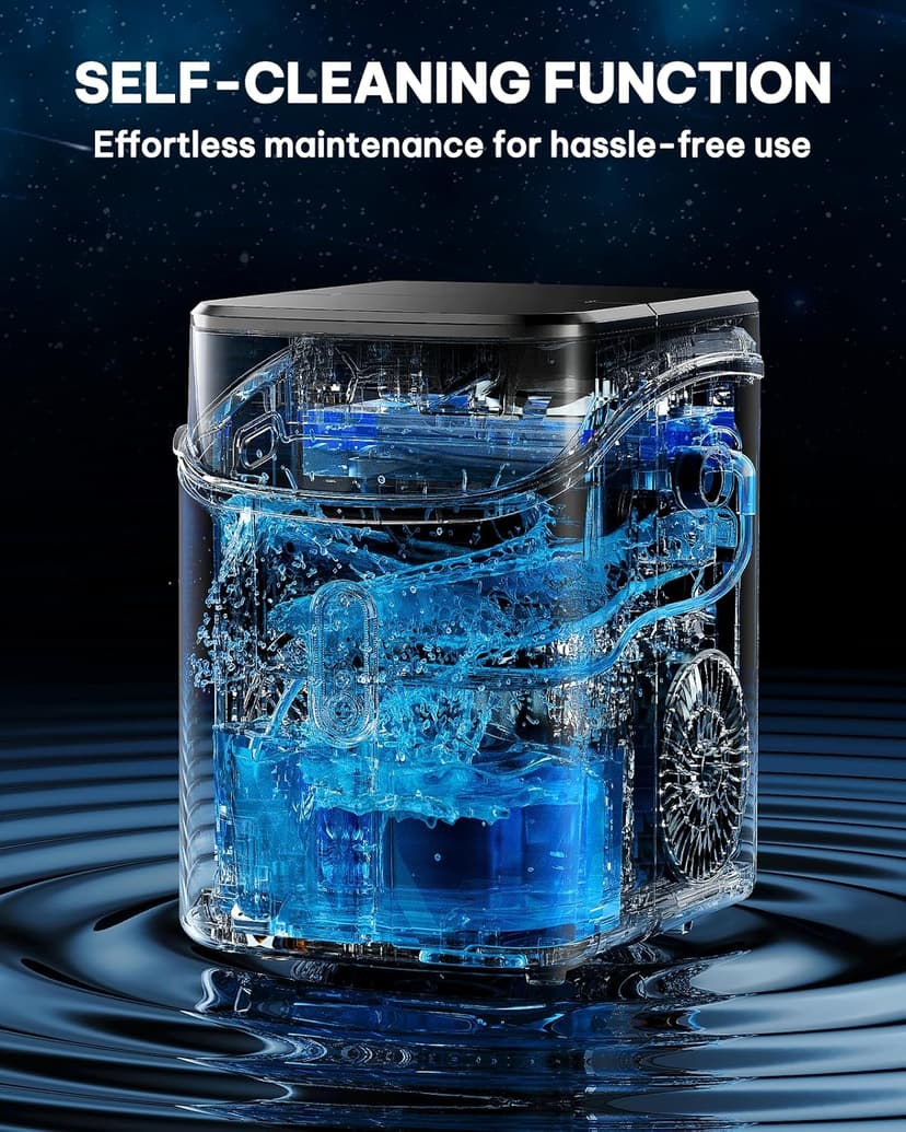 Silonn Nugget Ice Maker Countertop, Pebble Ice Makers with Crushed Soft Chewable Ice, 33lbs Per Day with Scoop, Pellet Portable Ice Machines with Auto-Cleaning for Home, Kitchen, Office, Black