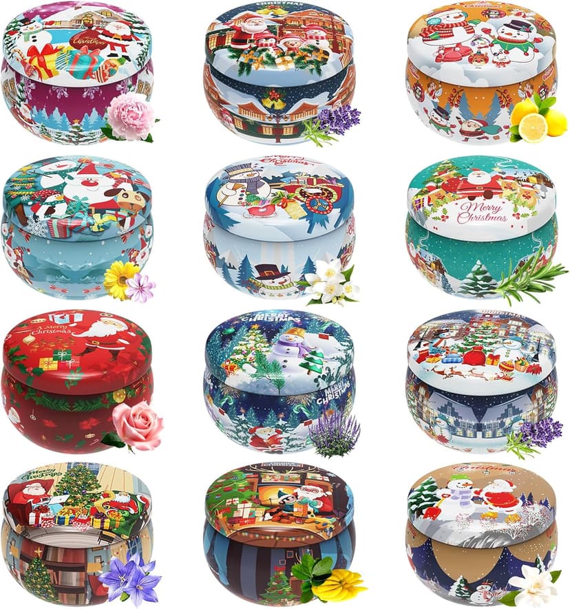 Christmas Gift Sets, Primevolve Scented Candles of 12 Bulk Home Aromatherapy Candles with Fragrances, Gift for Women, Candlelight Dinner Spa Bath