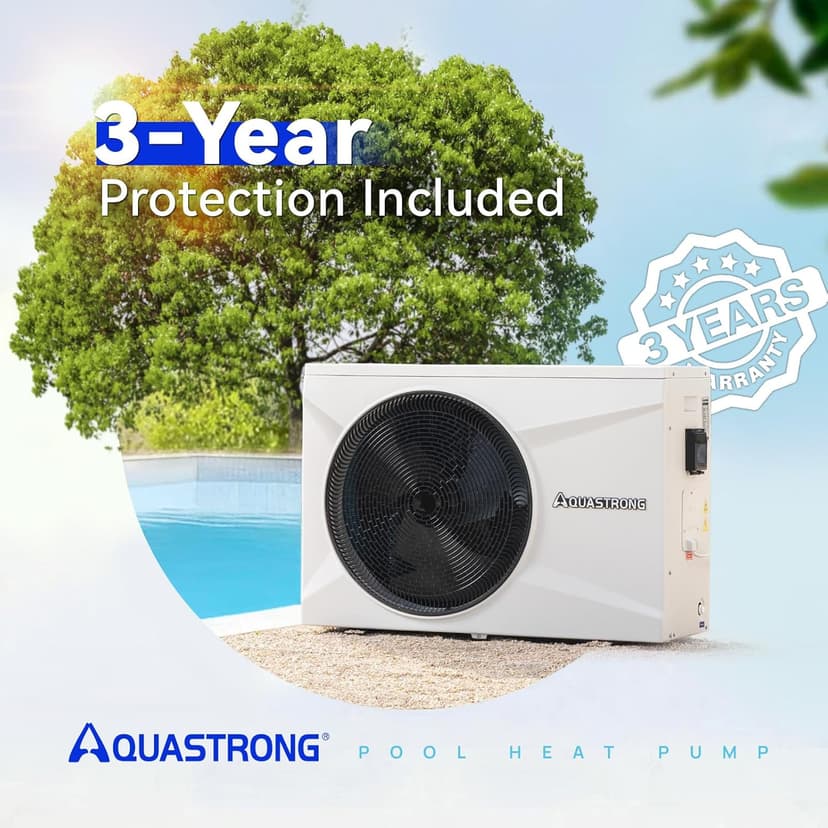 AQUASTRONG Inverter Swimming Pool Heat Pump,Pool Heater for Above Ground and Inground Pool Heating and Cooling Pool Heater, Smart WiFi Control Pools Up to, 26000 Gallons