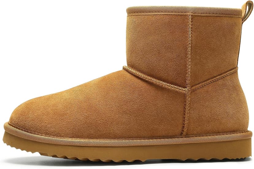 Litfun Genuine Suede Mini Boots for Women Winter Warm Fuzzy Boots Comfort Snow Boots with Fur Lined