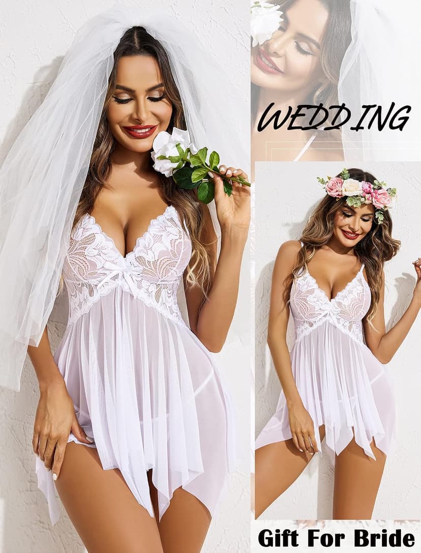 Avidlove Lingerie for Women Lace Babydoll Sleepwear Boudoir Outfits Plus Size Langeray XS-5XL B07DN9LLYP