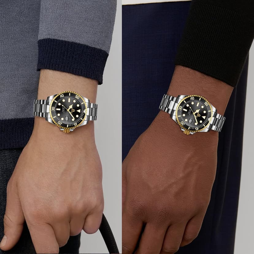 LN LENQIN Mens Watches Stainless Steel Waterproof Analog Quartz Watch for Men with Date Luminous Fashion Wristwatch