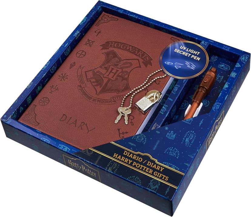 Harry Potter Lockable Diary with UV Invisible Ink Pen for Kids, Teens, Secret Journal with Key, Lined Pages, Stationery Supplies, Gifts for Kids (Brown UV Pen) B07WQY5HWP