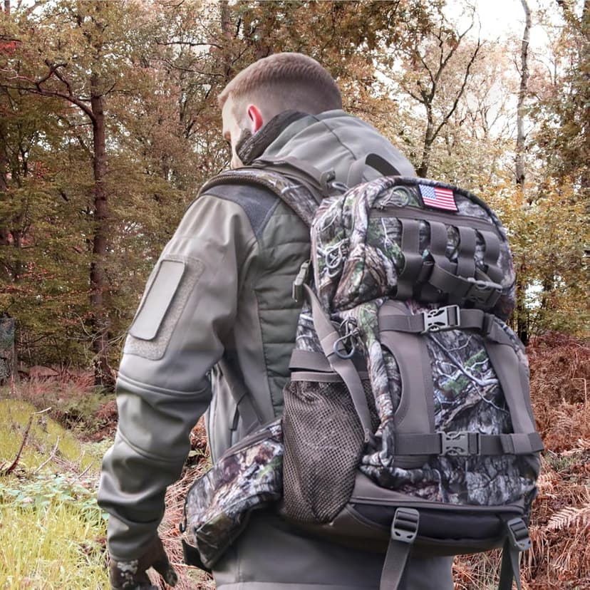 Hunting Backpack, Camo Hunting Backpacks & duffle Bags, Water-resistant Long-Lasting Large Capacity Bow Backpack Hunting Pack For Hunting Gear Accessories (Treasures of the Trees)